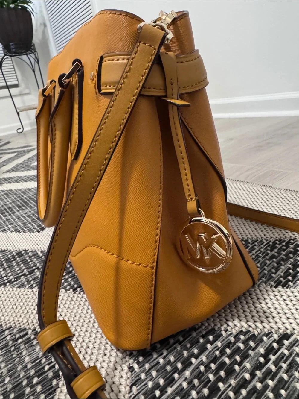 Michael Kors Leather Satchel in Mustard